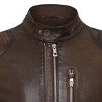 Galle Leather Jacket // Dark Brown (L)