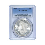 1880-CC Morgan Silver Dollar // PCGS MS64 // Wood Presention Box
