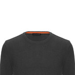 Solid Round Neck Pullover // Black Melange (S)
