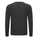 Solid Round Neck Pullover // Black Melange (L)