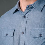Truman Outdoor Shirt in Double Face // Blue (XL)