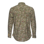 Truman Long Sleeve Button Collar in Floral // Olive (XL)