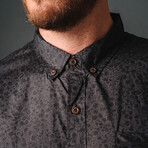 Truman Button Collar Floral Print // Black (L)