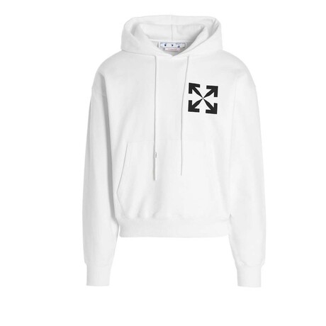 Arrows Motif Organic Hoodie // White + Black (XXS)