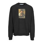 Black Cotton Caravaggio-Print Sweatshirt // Black + Multicolor (XXS)