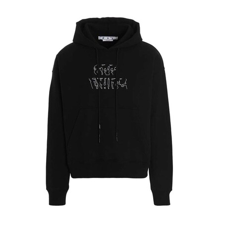 Arrows Logo Drawstring Hoodie // Black + White (XXS)