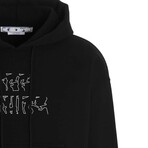 Arrows Logo Drawstring Hoodie // Black + White (S)