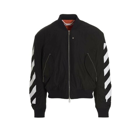 Diagonal Stripe Bomber Jacket // Black + White (XXS)