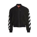 Diagonal Stripe Bomber Jacket // Black + White (XXS)
