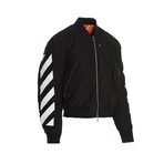 Diagonal Stripe Bomber Jacket // Black + White (XXS)
