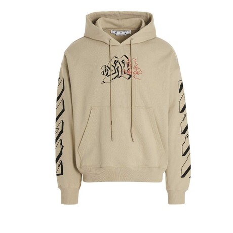 Arrows Logo Cotton Hoodie // Beige + Multicolor (XXS)