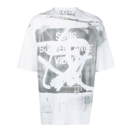 Graphic Print Cotton T-Shirt // White + Black (XXS)