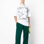 Graphic Print Cotton T-Shirt // White + Black (XXS)