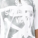 Graphic Print Cotton T-Shirt // White + Black (XXS)