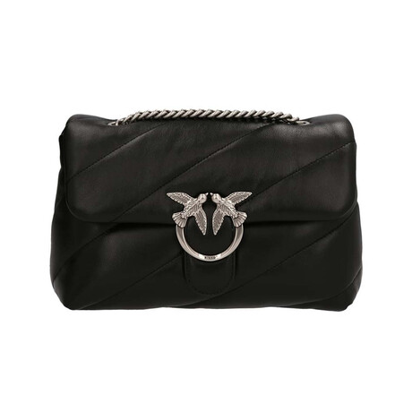 PINKO // Love Classic Puff Maxi Quilt Bag // Black + Silver