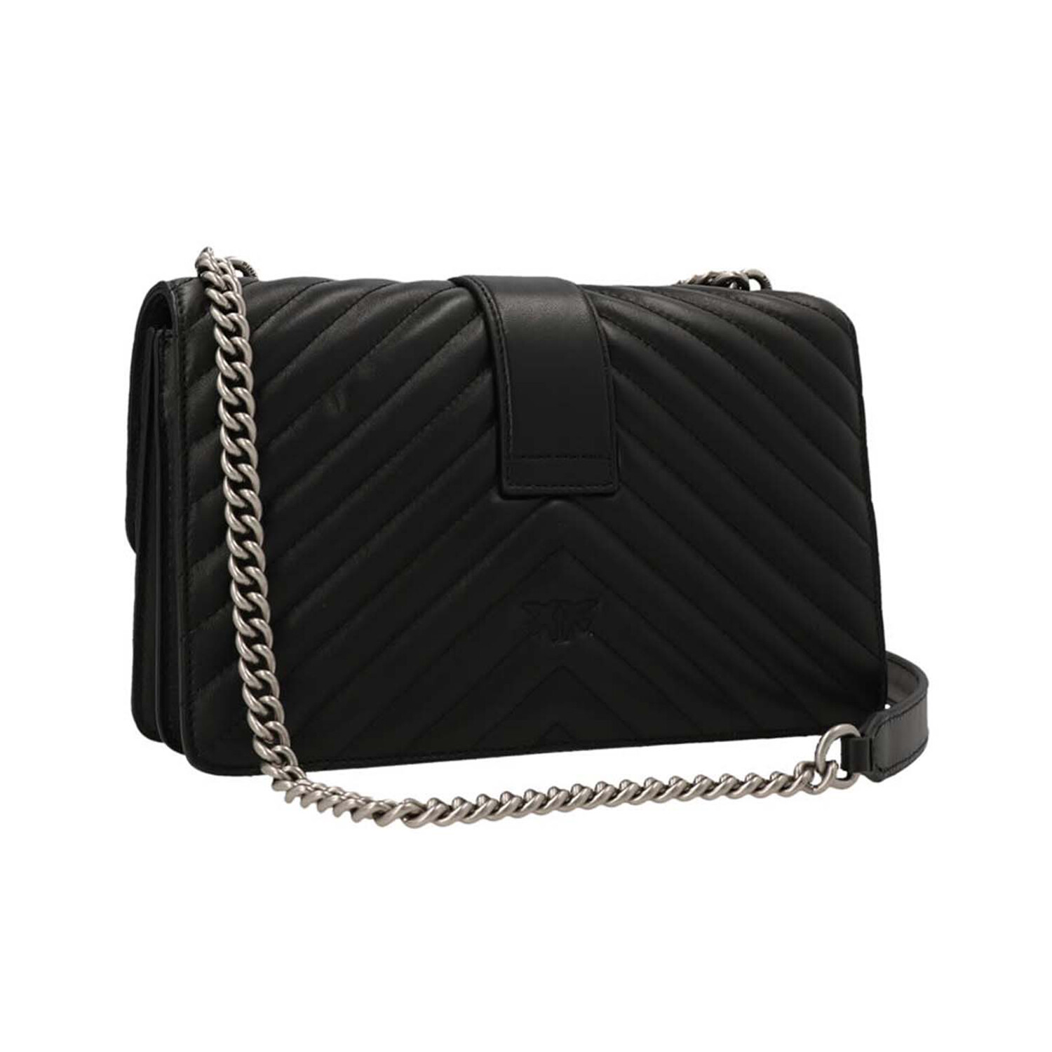 PINKO // LogoPlaque Crossbody Bag // Black + Silver Emporio Armani