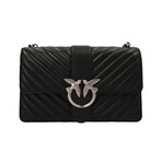 PINKO // Logo-Plaque Crossbody Bag // Black + Silver
