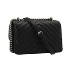 PINKO // Love Mini Icon Chevron Handbag // Black + Silver