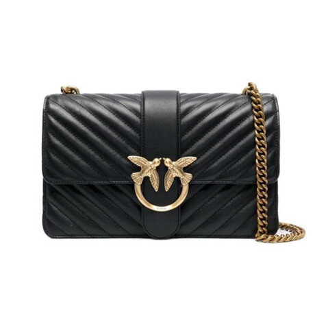 PINKO // Leather Shoulder Bag // Black + Gold