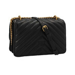 PINKO // Love Mini Icon Chevron Handbag // Black + Gold
