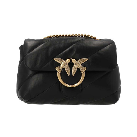 PINKO // Mini Love Puff Maxi Quilt Bag // Black + Gold