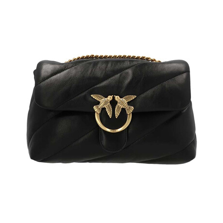 PINKO // Love Classic Puff Maxi Quilt Bag // Black + Gold