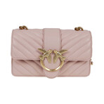 PINKO // Logo-Plaque Quilted Shoulder Bag // Pink + Gold