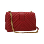 PINKO // Classic Love Icon Chevron Bag // Red + Gold