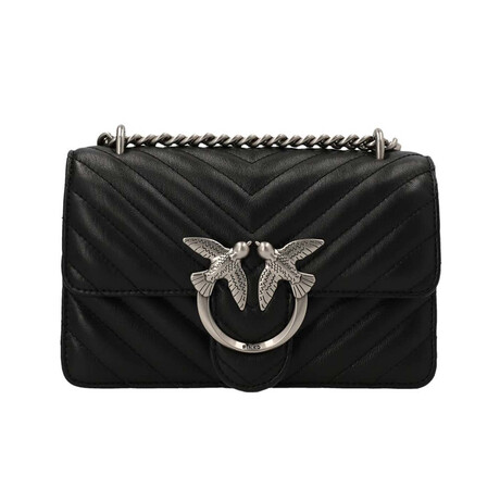 PINKO // Love Mini Icon Chevron Handbag // Black + Silver