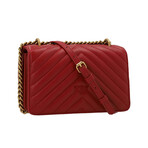 PINKO // Love Mini Icon Chevron Handbag // Red + Gold