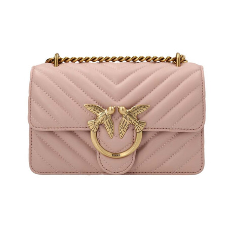PINKO // Love Mini Icon Chevron Handbag // Pink + Gold
