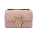 PINKO // Love Mini Icon Chevron Handbag // Pink + Gold