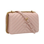 PINKO // Love Mini Icon Chevron Handbag // Pink + Gold