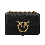 PINKO // Love Mini Icon Chevron Handbag // Black + Gold