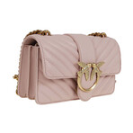 PINKO // Logo-Plaque Quilted Shoulder Bag // Pink + Gold