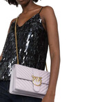 PINKO // Love Classic Icon Quilted Crossbody Bag // Lilla + Gold