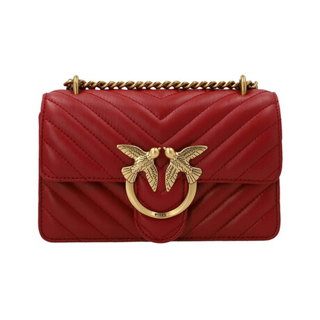 PINKO // Love Mini Icon Chevron Handbag // Red + Gold