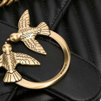PINKO // Leather Shoulder Bag // Black + Gold