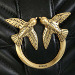 PINKO // Mini Love Icon Quilted Crossbody Bag // Black + Gold