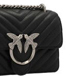 PINKO // Love Mini Icon Chevron Handbag // Black + Silver