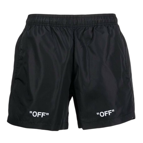 Logo Print Swim Shorts // Black + White (XXS)