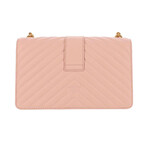 PINKO // Love Classic Chevron Leather Crossbody Bag // Pink + Gold
