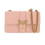 PINKO // Love Classic Chevron Leather Crossbody Bag // Pink + Gold