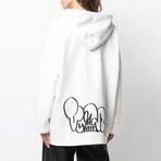 X Katsu Print Relaxed-Fit Hoodie // White + Black (XXS)