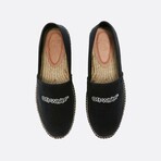 Logo Embroidered Canvas Espadrilles // Black + White (US: 6)