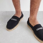 Logo Embroidered Canvas Espadrilles // Black + White (US: 6)