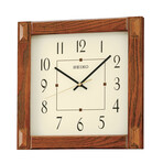 Square Medium Brown Wood Wall Clock