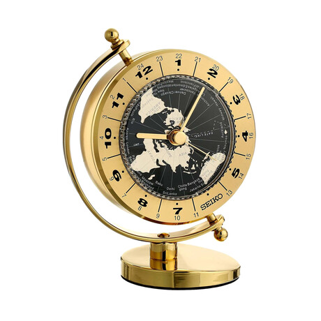Golden Globe Desk And Table Clock