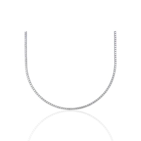 18K White Gold Diamond Necklace // 17" // New