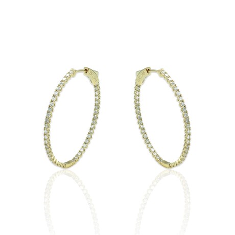 18K Yellow Gold Diamond Earrings // 6.61g // New